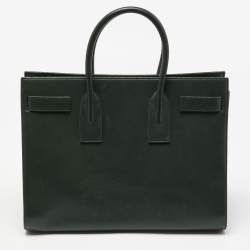 Pre Owned Saint Laurent Green Leather Medium Classic Sac De Jour Tote