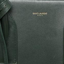 Pre Owned Saint Laurent Green Leather Medium Classic Sac De Jour Tote
