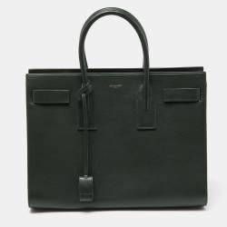 Pre Owned Saint Laurent Green Leather Medium Classic Sac De Jour Tote