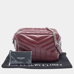 Pre Owned Saint Laurent Burgundy Matelasse Leather Loulou bowling Bag