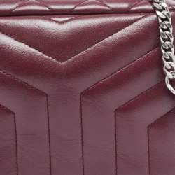 Pre Owned Saint Laurent Burgundy Matelasse Leather Loulou bowling Bag