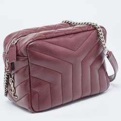 Pre Owned Saint Laurent Burgundy Matelasse Leather Loulou bowling Bag