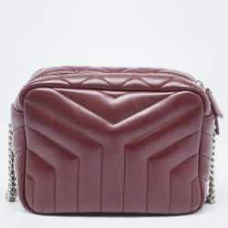 Pre Owned Saint Laurent Burgundy Matelasse Leather Loulou bowling Bag