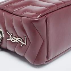 Pre Owned Saint Laurent Burgundy Matelasse Leather Loulou bowling Bag