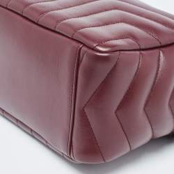 Pre Owned Saint Laurent Burgundy Matelasse Leather Loulou bowling Bag