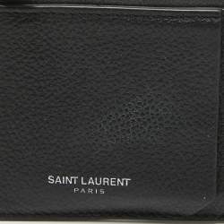 Saint Laurent Black Leather Fragment Zip Card Holder