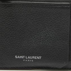Saint Laurent Black Leather Fragment Zip Card Holder