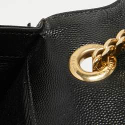 Pre Owned Saint Laurent Black Matelasse Leather Large Monogram Envelope Shoulder Bag