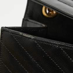 Pre Owned Saint Laurent Black Matelasse Leather Large Monogram Envelope Shoulder Bag