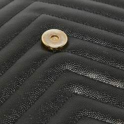 Pre Owned Saint Laurent Black Matelasse Leather Large Monogram Envelope Shoulder Bag