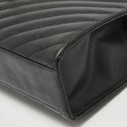 Pre Owned Saint Laurent Black Matelasse Leather Large Monogram Envelope Shoulder Bag