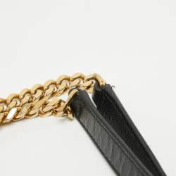 Pre Owned Saint Laurent Black Matelasse Leather Large Monogram Envelope Shoulder Bag