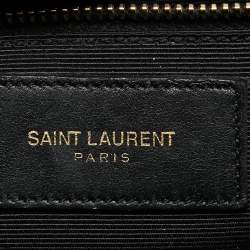 Pre Owned Saint Laurent Black Matelasse Leather Large Monogram Envelope Shoulder Bag