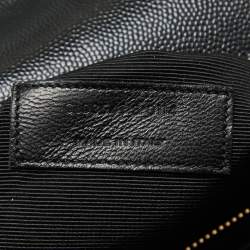 Pre Owned Saint Laurent Black Matelasse Leather Large Monogram Envelope Shoulder Bag