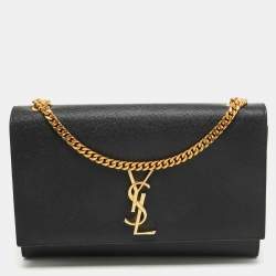 Pre Owned Saint Laurent Black Leather Large Kate Shoulder Bag