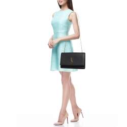 Pre Owned Saint Laurent Black Leather Large Kate Shoulder Bag