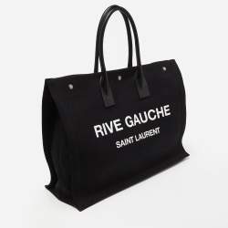 Saint Laurent Black Canvas and Leather Large Rive Gauche Shopper Tote 