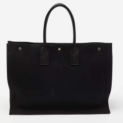 Saint Laurent Black Canvas and Leather Large Rive Gauche Shopper Tote 