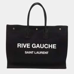 Saint Laurent Black Canvas and Leather Large Rive Gauche Shopper Tote 