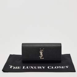 Pre Owned Saint Laurent Black Leather Kate Monogram Clutch
