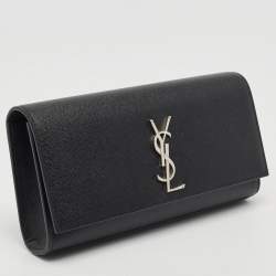 Pre Owned Saint Laurent Black Leather Kate Monogram Clutch