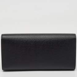 Pre Owned Saint Laurent Black Leather Kate Monogram Clutch