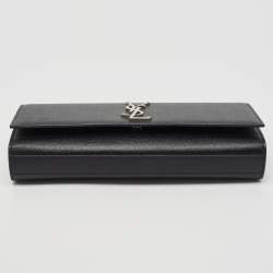 Pre Owned Saint Laurent Black Leather Kate Monogram Clutch