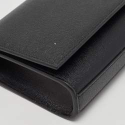 Pre Owned Saint Laurent Black Leather Kate Monogram Clutch