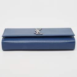 Pre Owned Saint Laurent Blue Leather Kate Monogram Clutch