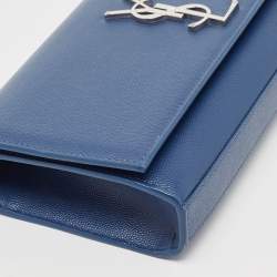 Pre Owned Saint Laurent Blue Leather Kate Monogram Clutch