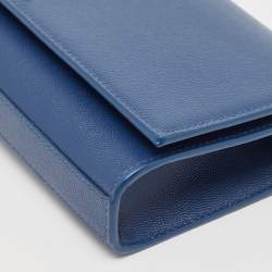 Pre Owned Saint Laurent Blue Leather Kate Monogram Clutch
