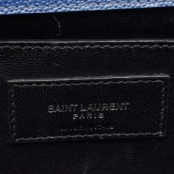 Pre Owned Saint Laurent Blue Leather Kate Monogram Clutch