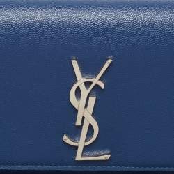 Pre Owned Saint Laurent Blue Leather Kate Monogram Clutch