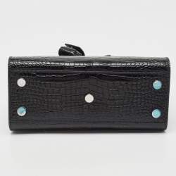 Pre Owned Saint Laurent Black Croc Embossed Leather Nano Classic Sac De Jour Tote