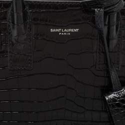 Pre Owned Saint Laurent Black Croc Embossed Leather Nano Classic Sac De Jour Tote