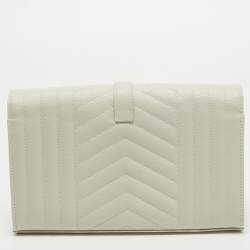 Saint Laurent Off White Mix Matelasse Leather Medium Envelope Chain Bag