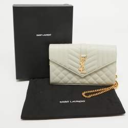 Saint Laurent Off White Mix Matelasse Leather Medium Envelope Chain Bag