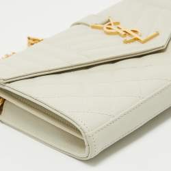 Saint Laurent Off White Mix Matelasse Leather Medium Envelope Chain Bag