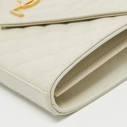 Saint Laurent Off White Mix Matelasse Leather Medium Envelope Chain Bag