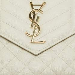 Saint Laurent Off White Mix Matelasse Leather Medium Envelope Chain Bag
