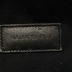 Pre Owned Saint Laurent Beige/Black Raffia and Leather Rive Gauche Zip Wristlet Pouch