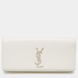 مملوك ة مسبقًا حقيبة كلاتش سان لوران كيت  مونوغرامية جلد بيج