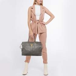 Yves Saint Laurent Grey Leather Large Cabas Chyc Tote