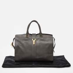 Yves Saint Laurent Grey Leather Large Cabas Chyc Tote