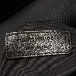 Saint Laurent Black Stripe Quilted Velvet and Leather Loulou Backpack