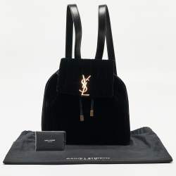 Saint Laurent Black Stripe Quilted Velvet and Leather Loulou Backpack