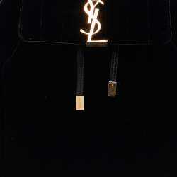 Saint Laurent Black Stripe Quilted Velvet and Leather Loulou Backpack