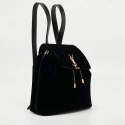 Saint Laurent Black Stripe Quilted Velvet and Leather Loulou Backpack