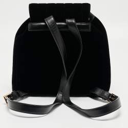 Saint Laurent Black Stripe Quilted Velvet and Leather Loulou Backpack