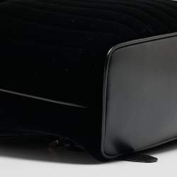 Saint Laurent Black Stripe Quilted Velvet and Leather Loulou Backpack